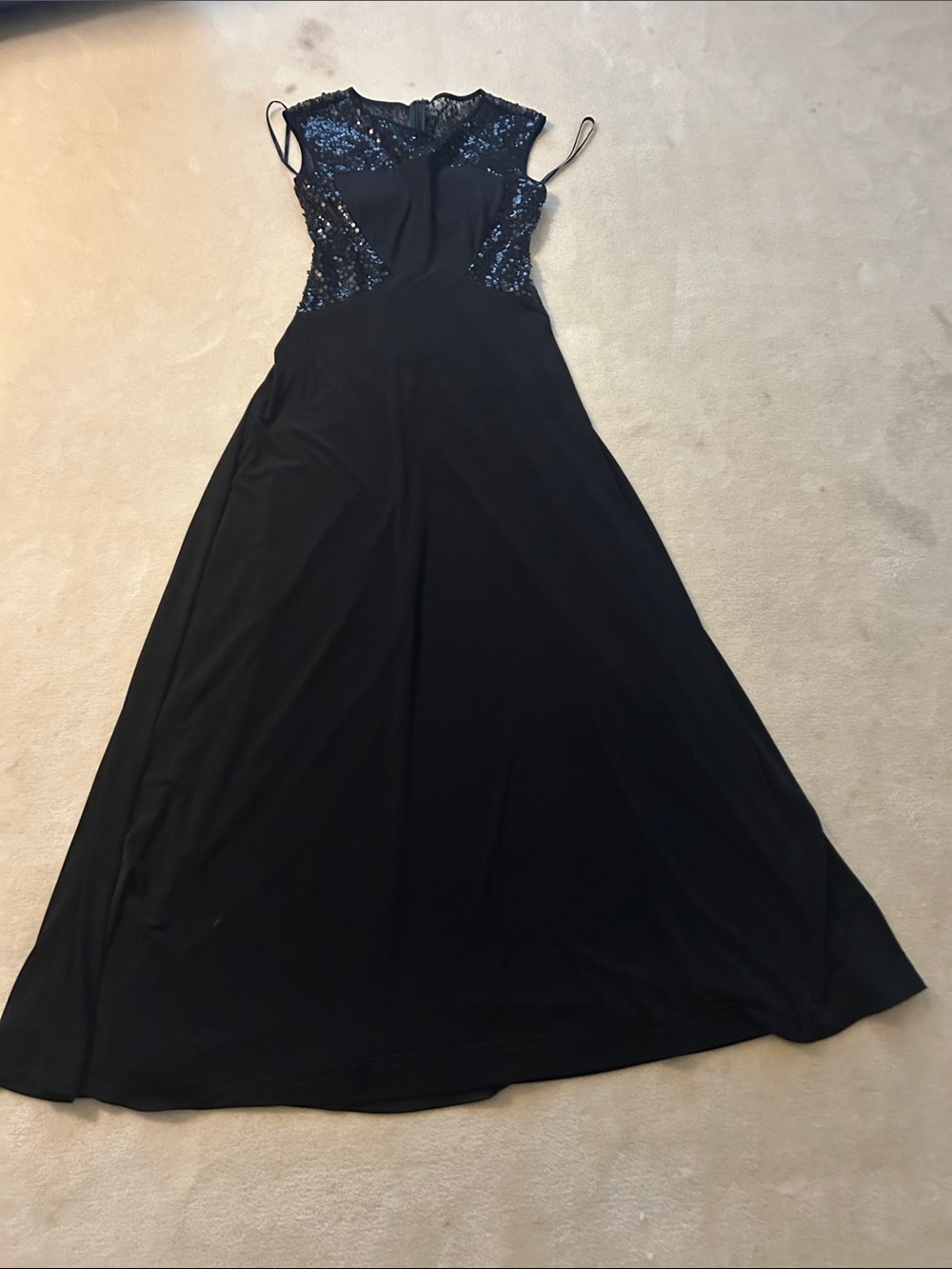 Calvin Klein Black Sequin Bodice A-Line Gown